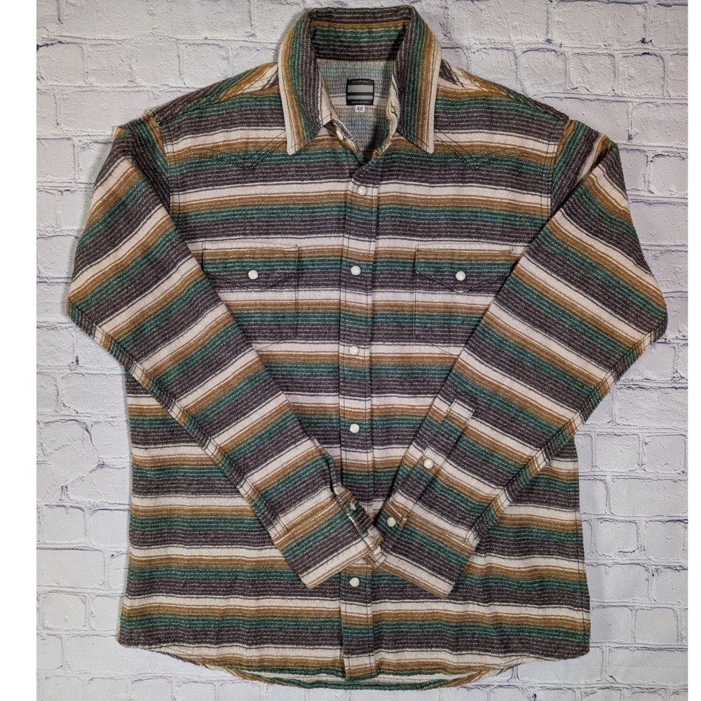 Momotaro Western Shirt Mens 42 Cotton Multi-Color Stripe Made in Japan